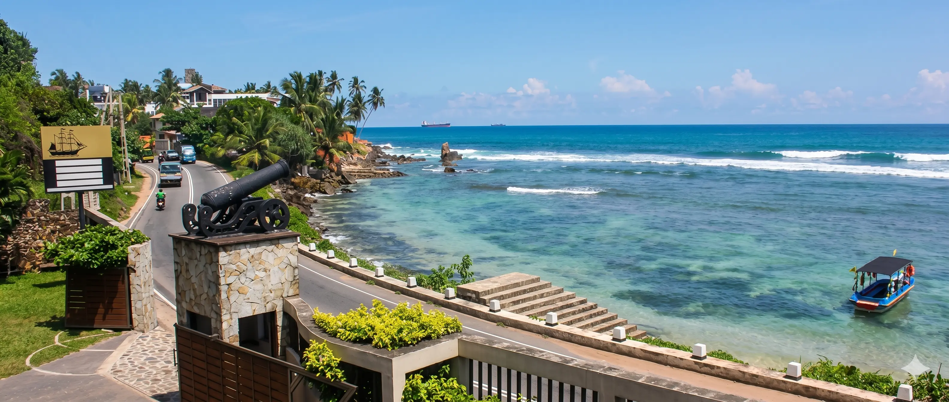 Tropical beachfront at golden hour